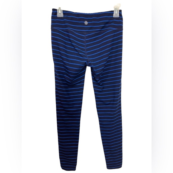 Athleta Leggings Blue Striped Size Small Navy Blue Pull On Athletic Leggings - Picture 2 of 10